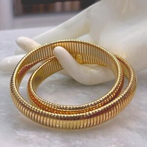 Double Row Bronze Tubogas Link Coil Bracelet